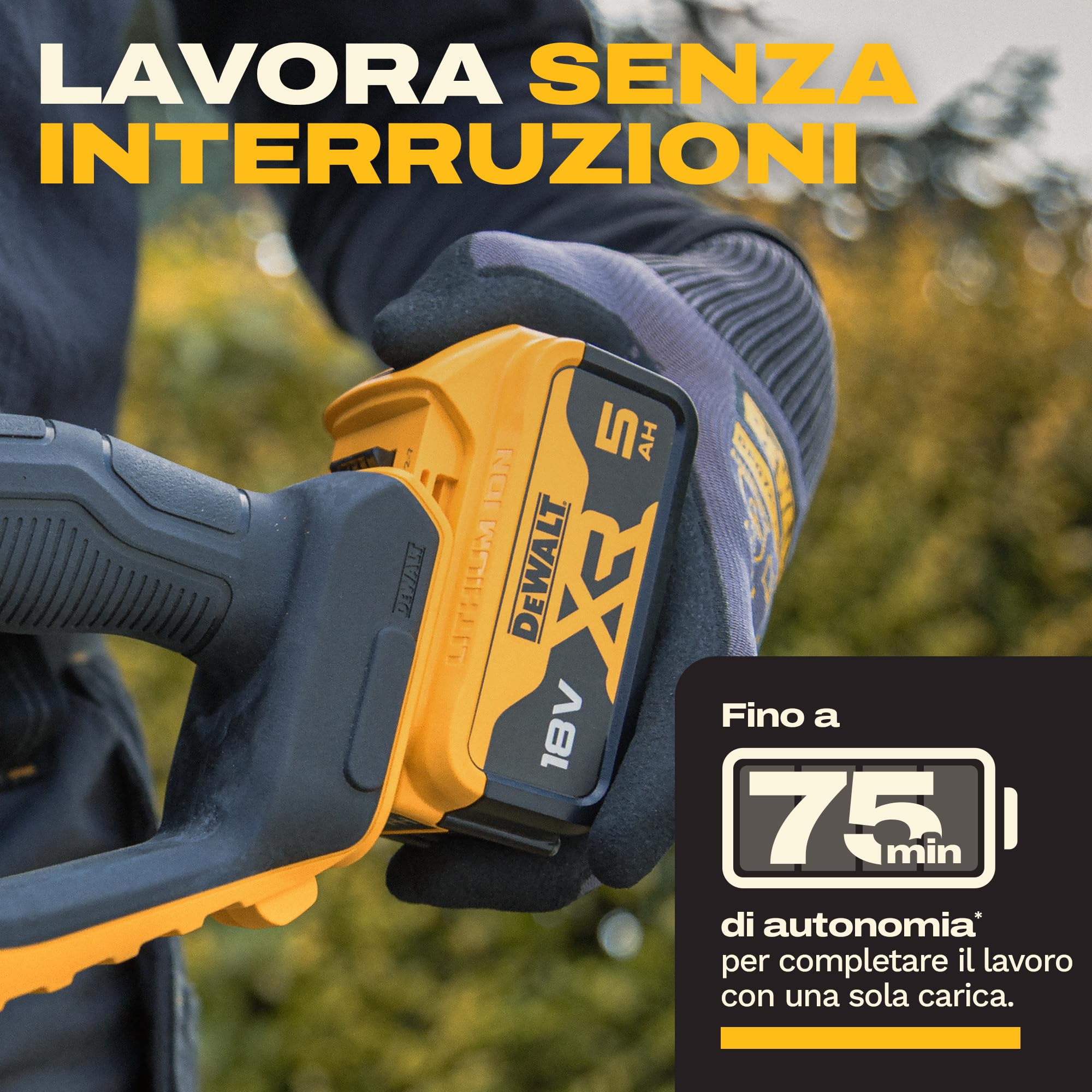 DEWALT Motosega Compatta Brushless 30cm 18V XR, progettato per tagli rapidi e precisi grazie alla sua robusta lama da 55 cm e allo spazio di 19 mm, Solo Utensile, DCM565N-XJ