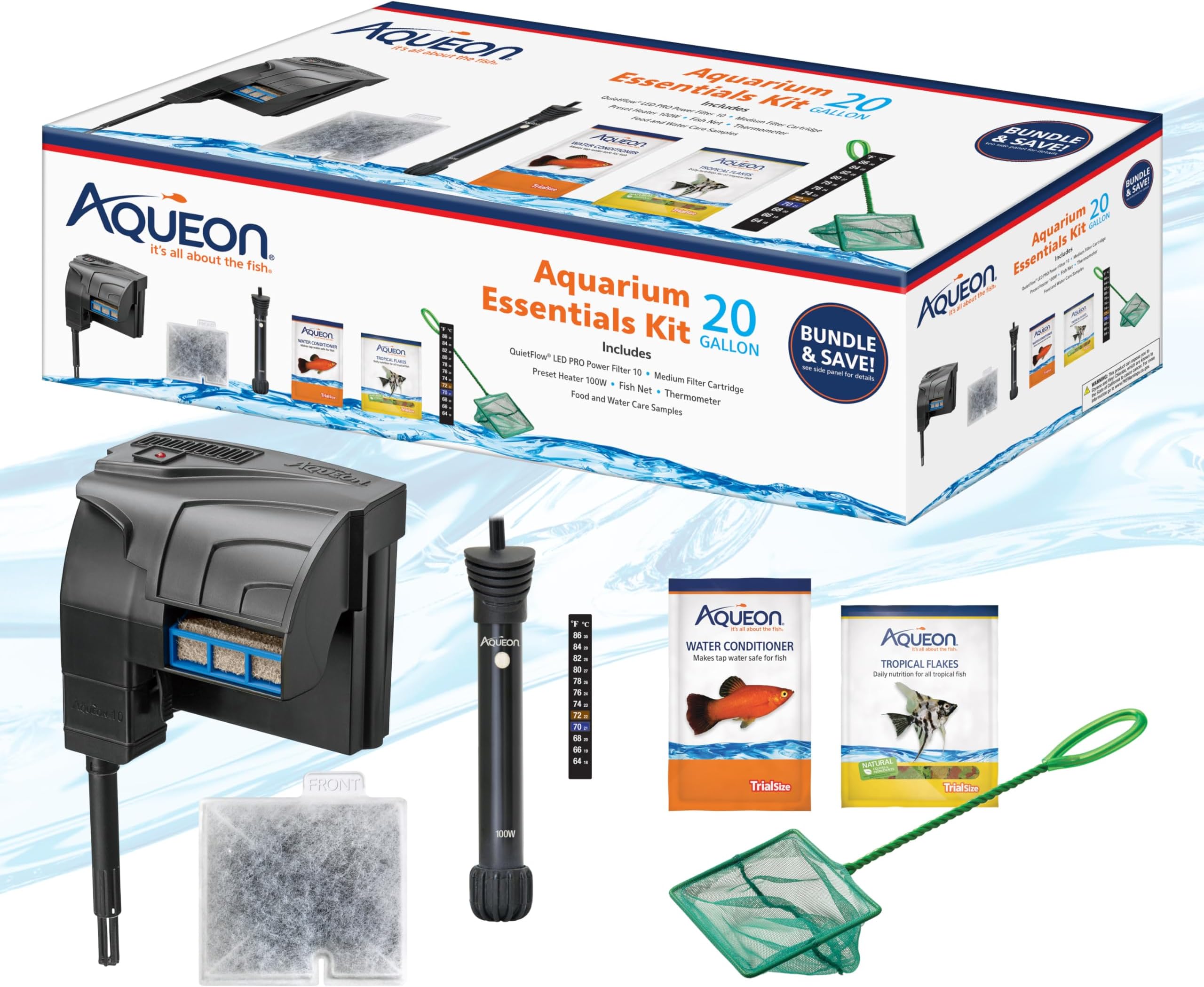 Aqueon Fish Tank Aquarium Essentials Starter Kit for 20 Gallon Tanks