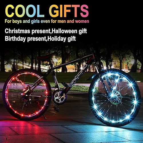 Miniatura 4 de Luces LED para rueda de bicicleta, paquete de 2 neumáticos, luces de bicicleta recargables por USB con baterías incluidas, las mejores luces de