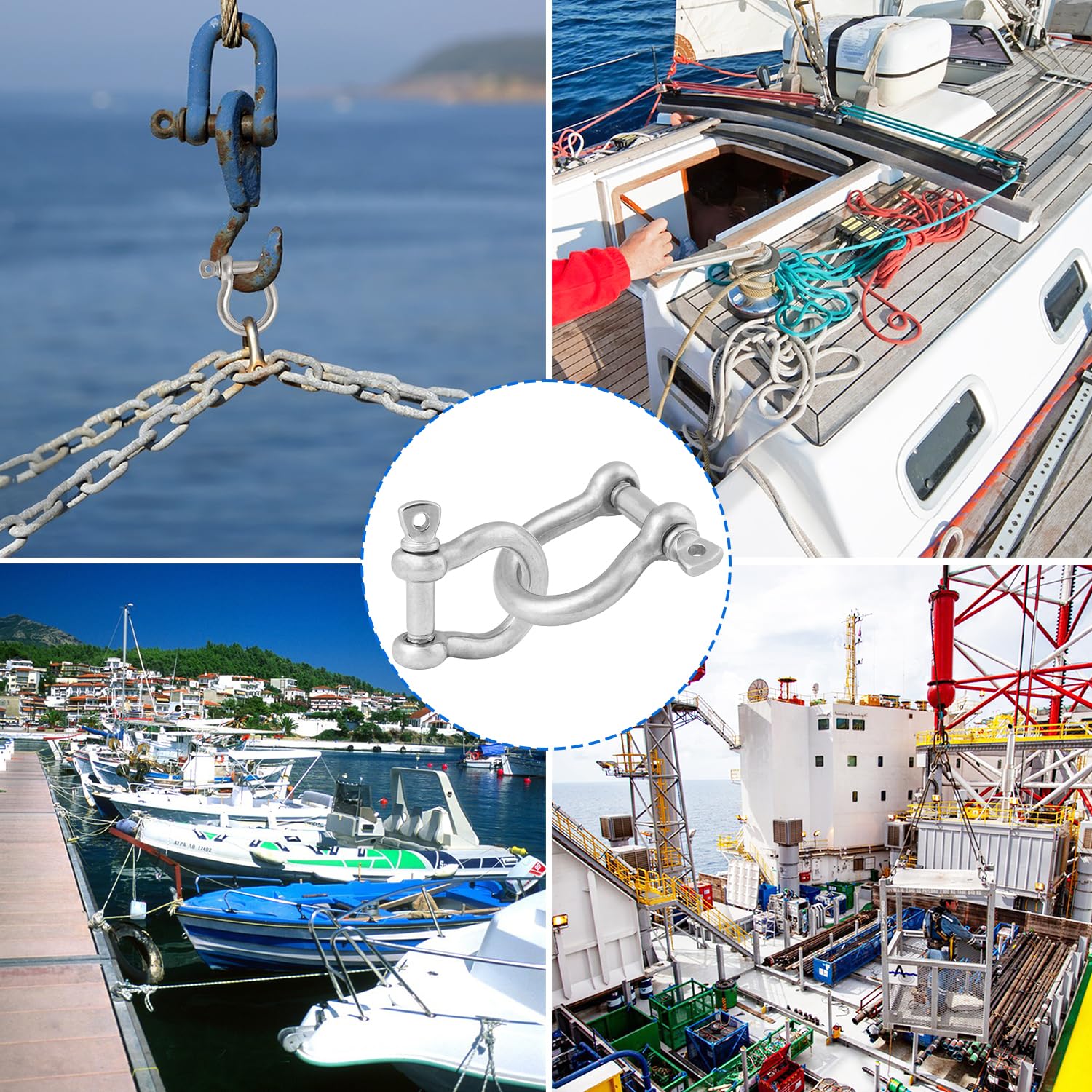 8 Packs 1/2 Inch 304 Stainless Steel D Ring Shackles Set for Outdoor Adventure, Traction Steel Wire and Heavy Duty Construction, Bow Shape, Anchor Shackles 12 mm, by GENHAKON - Image 7