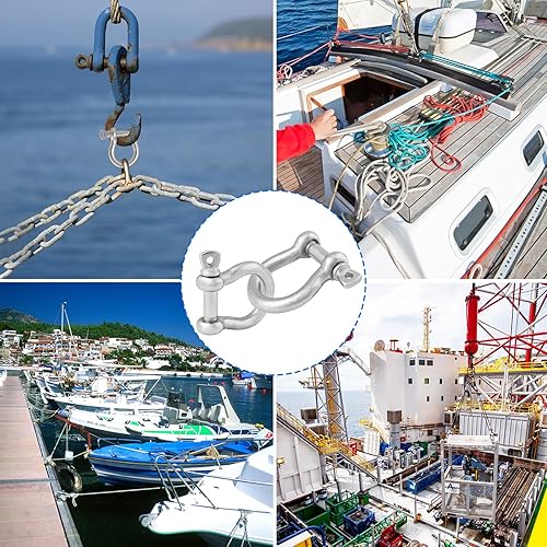 Miniatura 7 de Juego de 8 grilletes de anillo en D de acero inoxidable 304 de 12 pulgada para aventuras al aire libre, alambre de acero de tracción y construcción