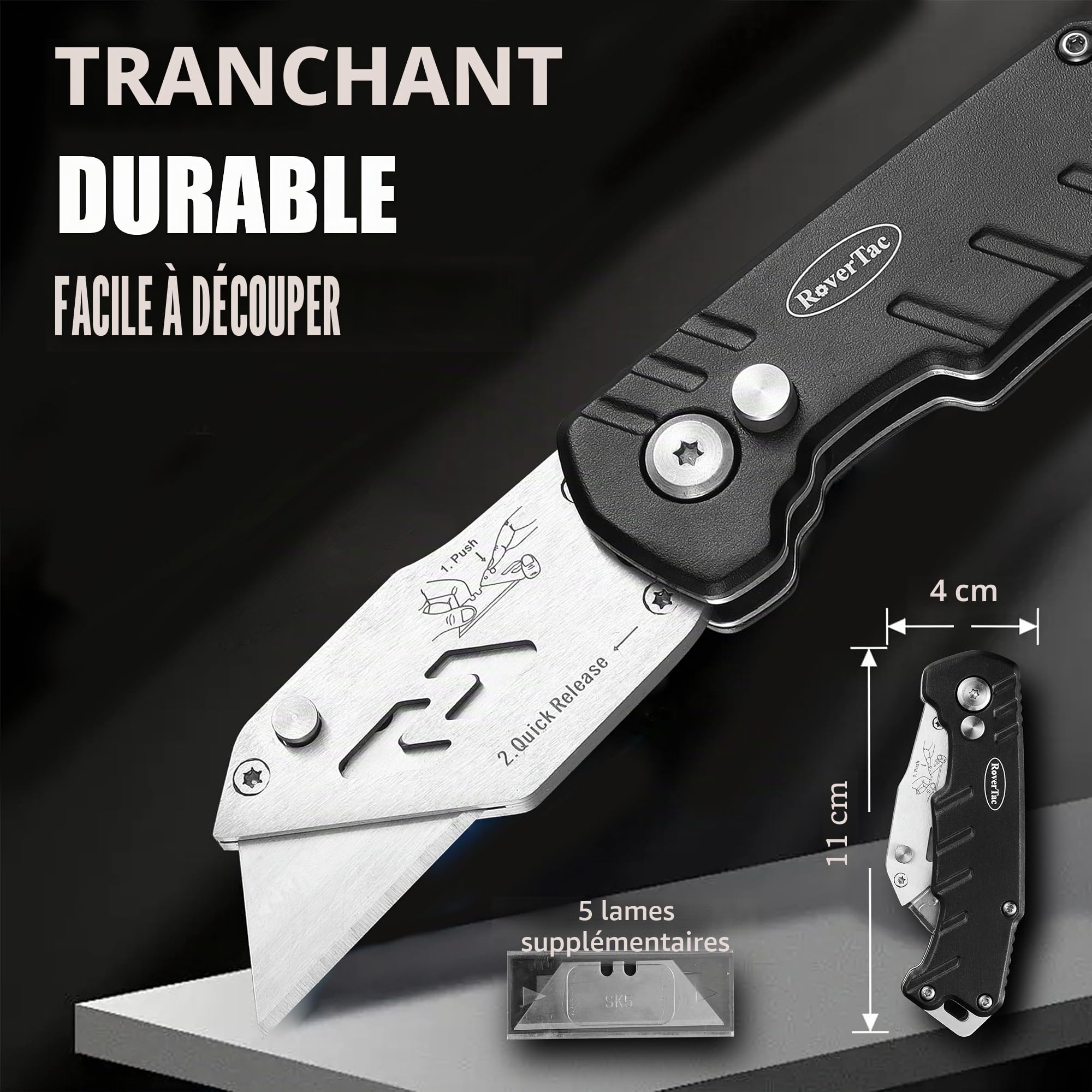RoverTac Coffret cadeau multitools – Marteau multifonction 12 en 1, lampe torche LED, couteau utilitaire dans un coffret cadeau « I LOVE YOU » – Cadeau pour mari, petit ami, lui, les hommes