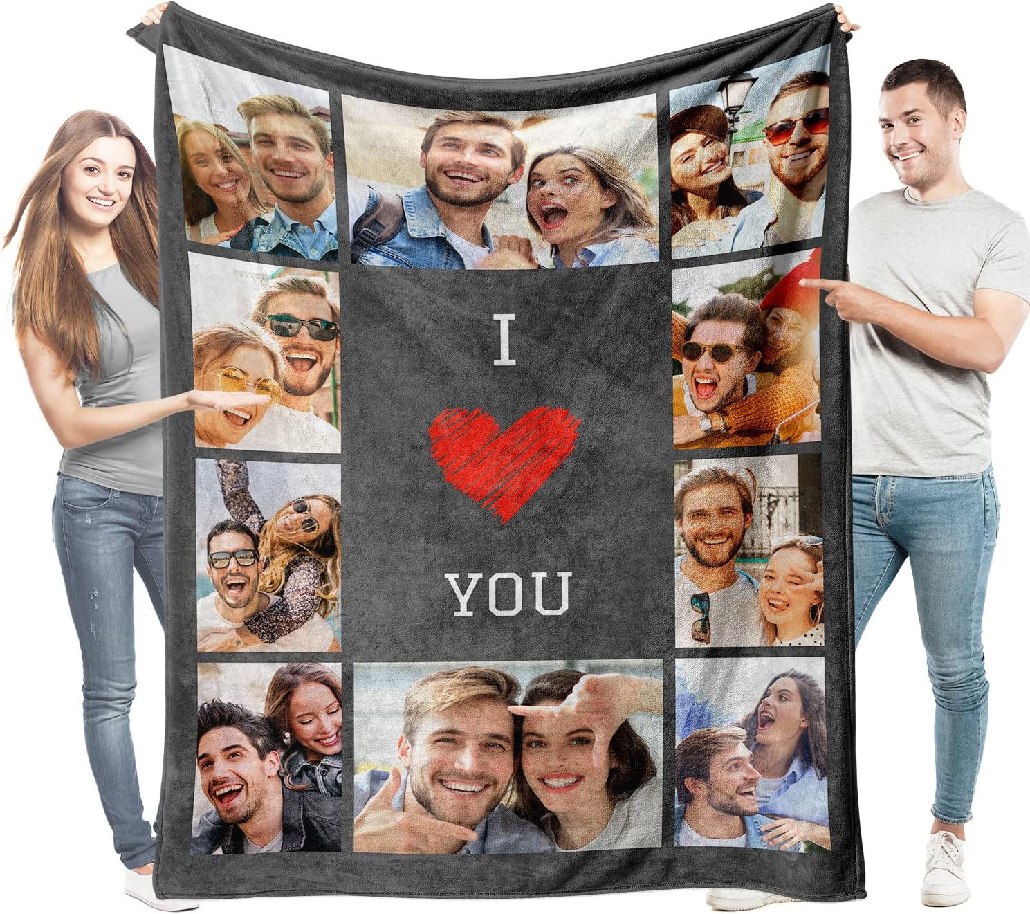 Easycosy Personalised Blanket for Couples Gifts Custom Picture Throw Blanket Personalized Photo Throw For Girlfriend Her Birthday Anniversay Ideas 150×230cm