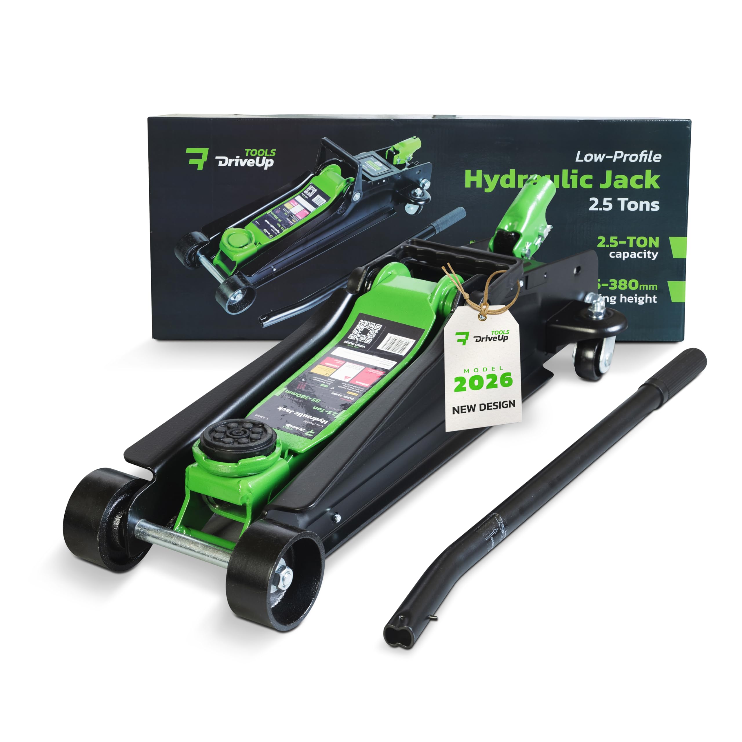 Gato hidráulico con bajo Perfil, 2,5 t – Altura de elevación 85–380 mm – Capacidad de Carga del Gato de hasta 2500 kg