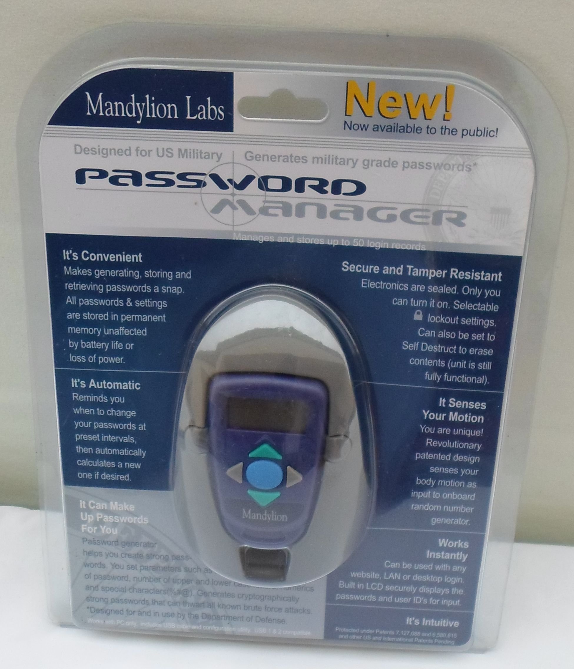 Mandylion Labs Password Manager For USB 1 & USB 2 PC Computers (Manages & Stores Up to 50 Login Reco