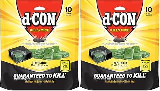 D-Con Refillable Corner Fit Mouse Poison Bait Station Refills, 10 Count (Pack of 2)