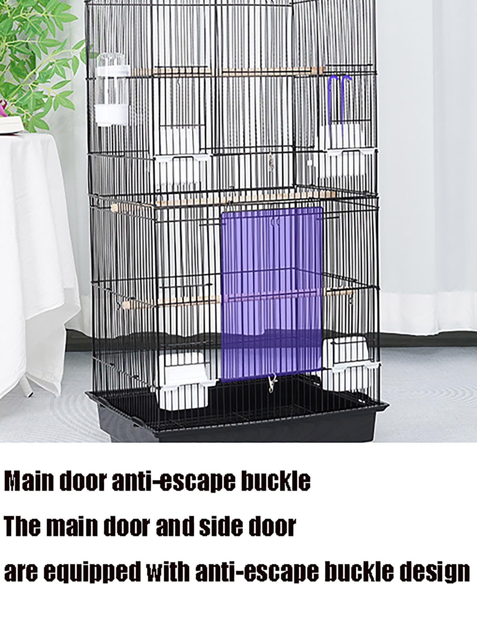 Jaula grande para pájaros con soporte desmontable, bandeja fácil de limpiar y asas, ideal para cacatúas, tortolitos y palomas
