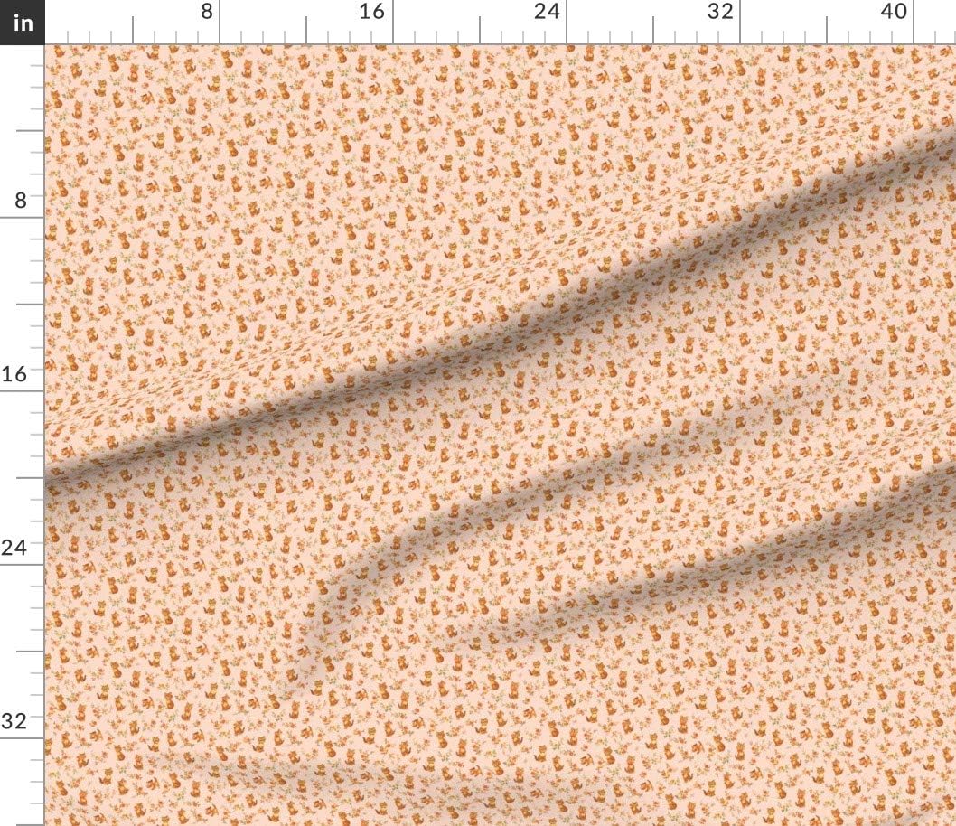 Spoonflower Fabric - Kittens Tiny Cat Kitten Retro Vintage Mid Century Art Cats Orange Printed on Petal Signature Cotton Fabric by the Yard - Sewing Quilting Apparel Crafts Decor