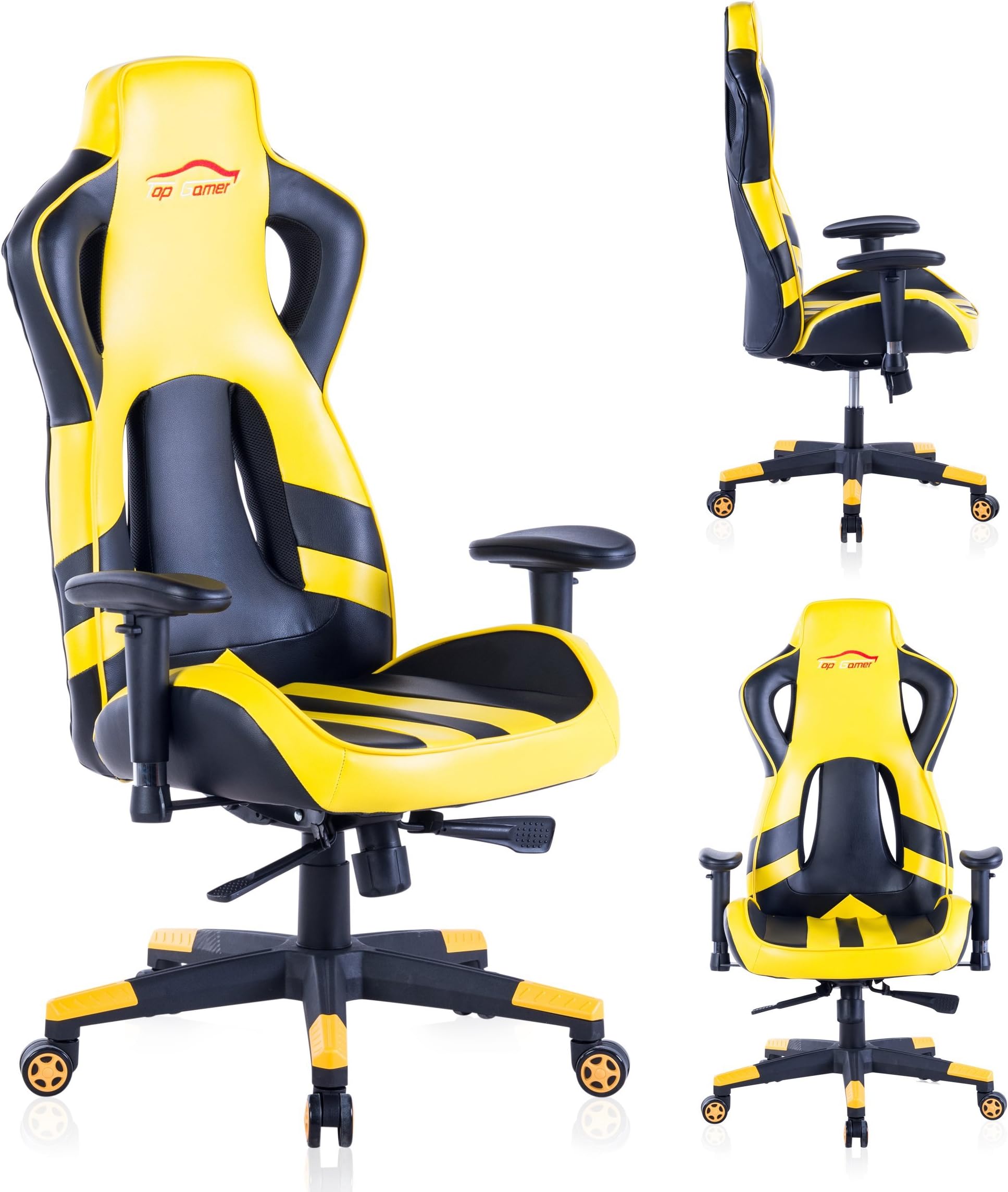 Top Gamer Gaming Chair PC Computer Game Chairs Video Game (Yellow/Black,8)