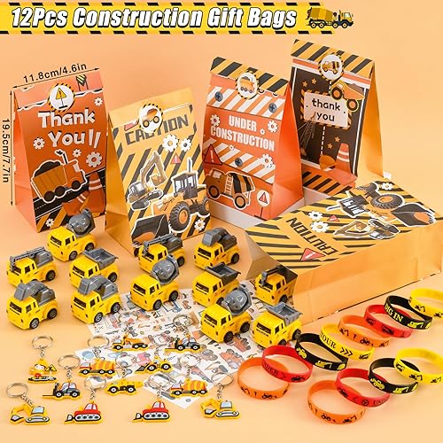 Miniatura 6 de Winrayk Regalos de fiesta de construcción, suministros de fiesta de cumpleaños de construcción, camión de construcción, bolsa de regalo de juguete,