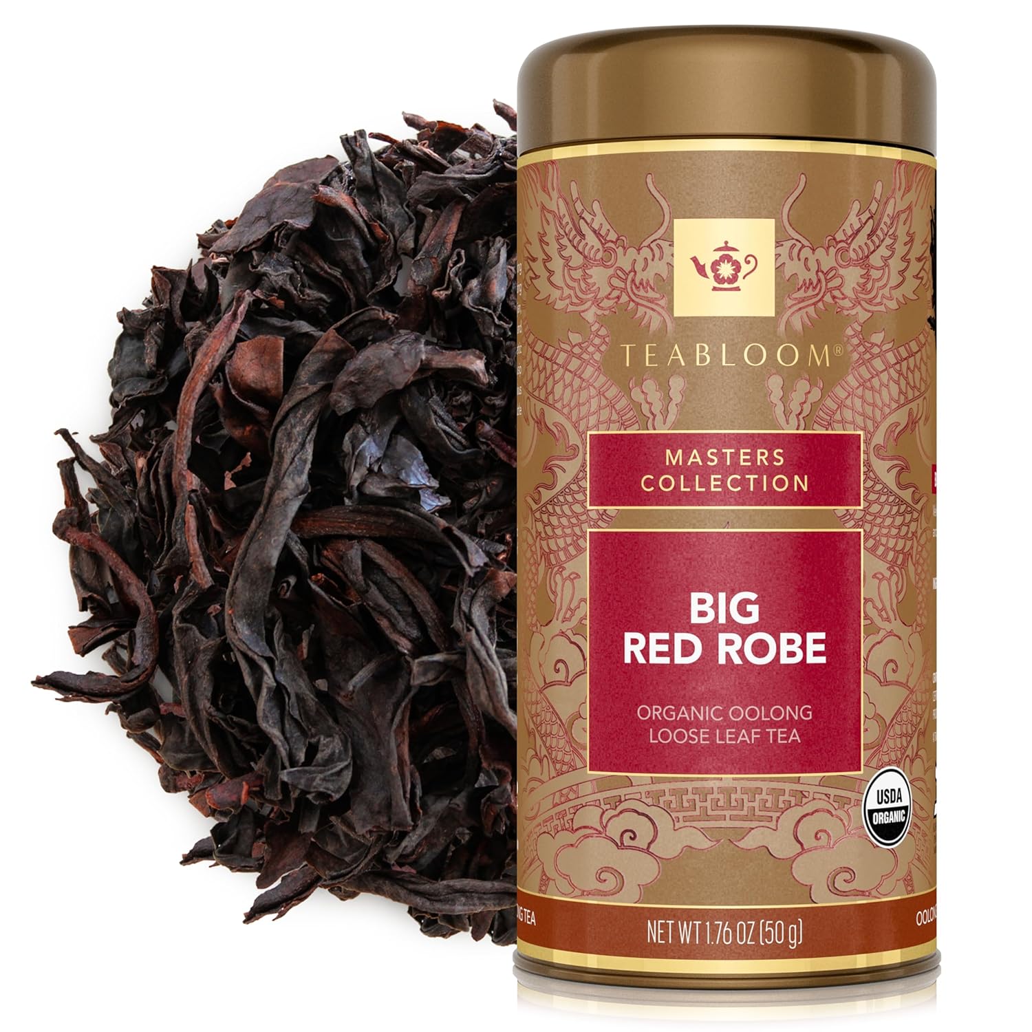 Teabloom Organic Oolong Tea, Milky Oolong Loose Leaf Tea, Rolled Leaves Famous for its Milky Taste and Silky Texture, 3.53 oz/100 g Canister Makes 35-50 Cups