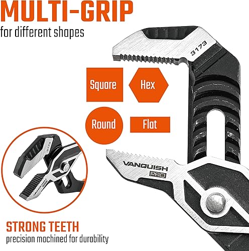 Miniatura 5 de VANQUISH Alicates de junta de lengüeta y ranura de 10 pulgadas Alicates de bomba de agua ajustables (3173)