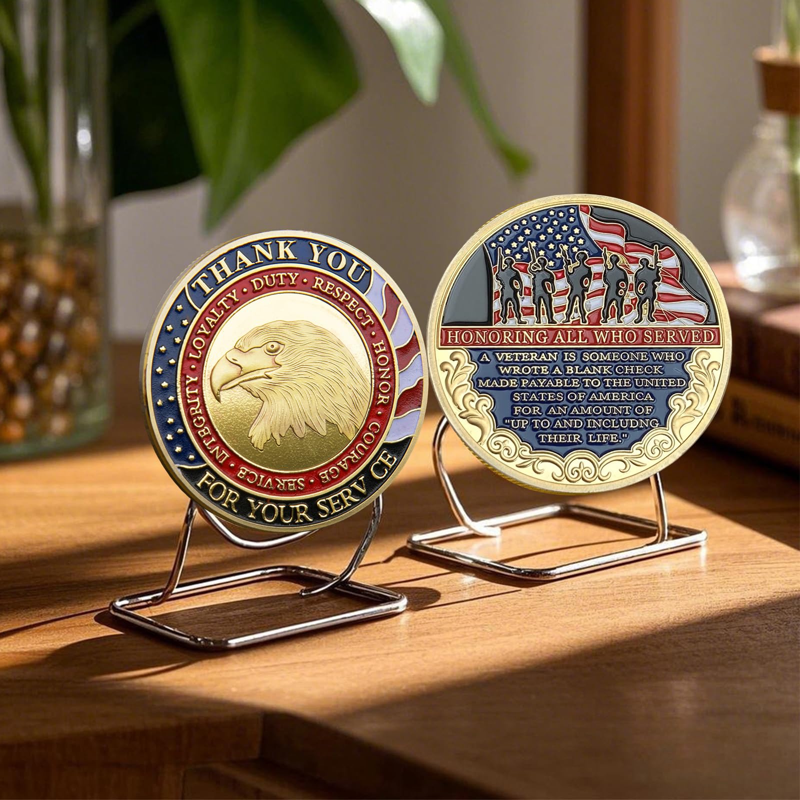 US Army Core Values Challenge Coin - Military Gift For Veterans, Active Duty, Collectors - Loyalty Duty Respect Honor