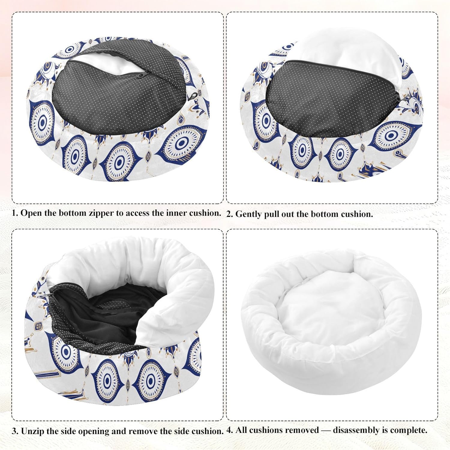 Pet Dog Bed Anxiety Relief Fluffy Dog Pillow Bed for Small Size Pets Supplies M Retro Cartoon Evil Eyes