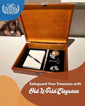 WE Games Old World Wooden Box with Brass Latch Vintage-Style Wooden Keepsake Box for Jewelry & Trinket Storage, Light Cherrywood Finish