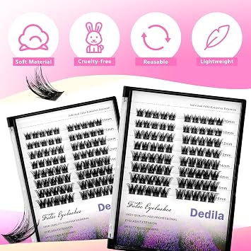 Grafting Individual Clusters Eyelashes Mixed 10-12-14-16mm/14-16-18mm D Curl Makeup Soft and Lightweight Volume Eye lashes Extensions Wide Stem Glue Bonded DIY Home Lashes (mixed 10-12-14-16mm)