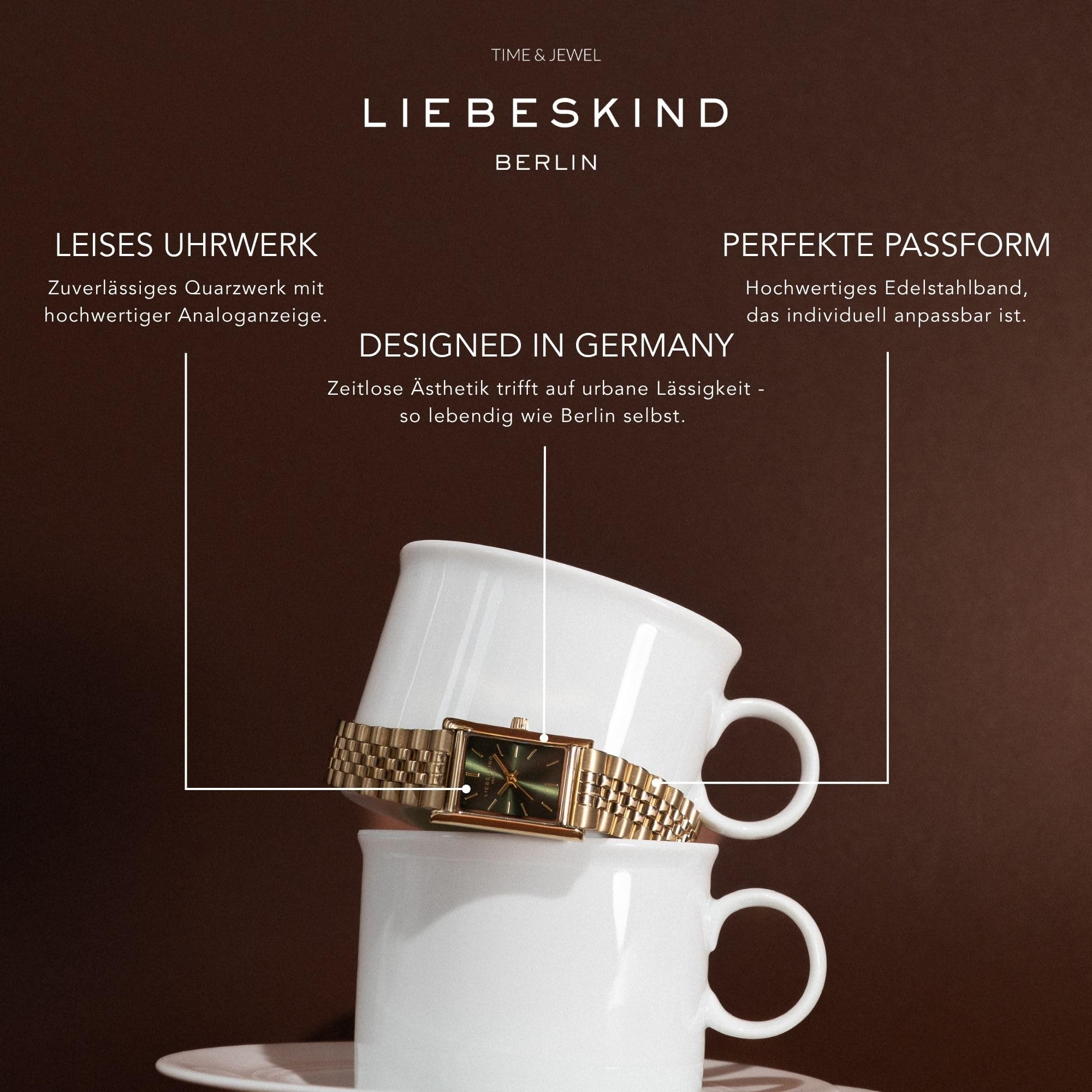 Liebeskind Berlin Damen Armbanduhr – Vintage Quarzuhr 21 x 31,5 mm – Rechteckiges Gehäuse – Edelstahlarmband – 3 ATM wasserdicht – Perfekt für den Alltag