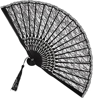 ROSENICE 竹製和風ハンドファン 扇子 レーストリム 黒