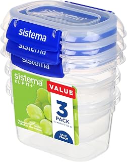 Sistema KLIP IT PLUS Food Storage Containers | 400 ml | 3 Piece Airtight Containers Set | Leak-Proof Seal | Easy Locking Clips | BPA-Free