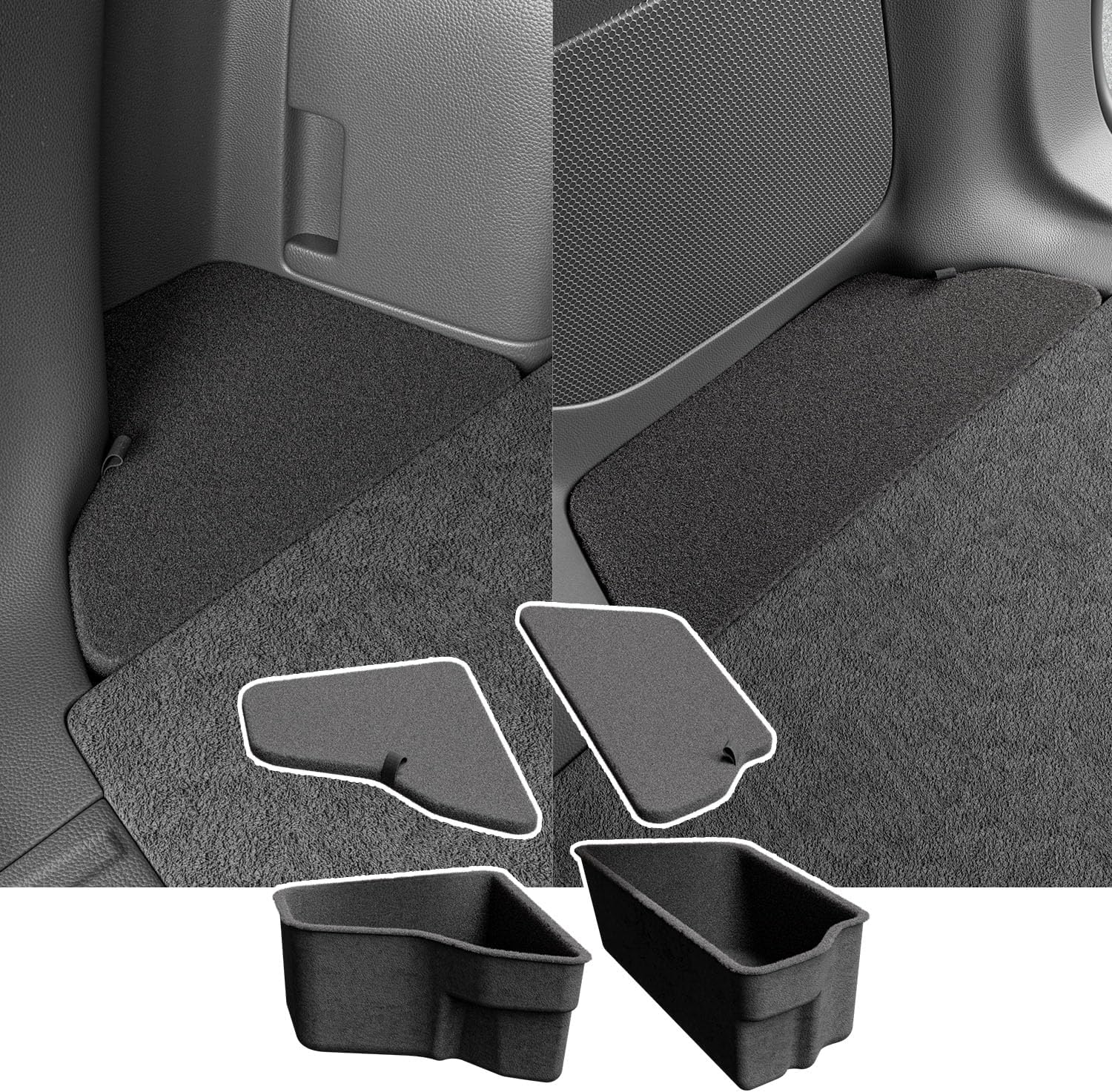 powoq Rear Trunk Organizer Compatible with 2023-2025 Honda CRV Side Divider with Flocking Lids Side Storage Box (Only For Hybrid Sport Touring) Replacement for 23-25 Honda CRV Accessories