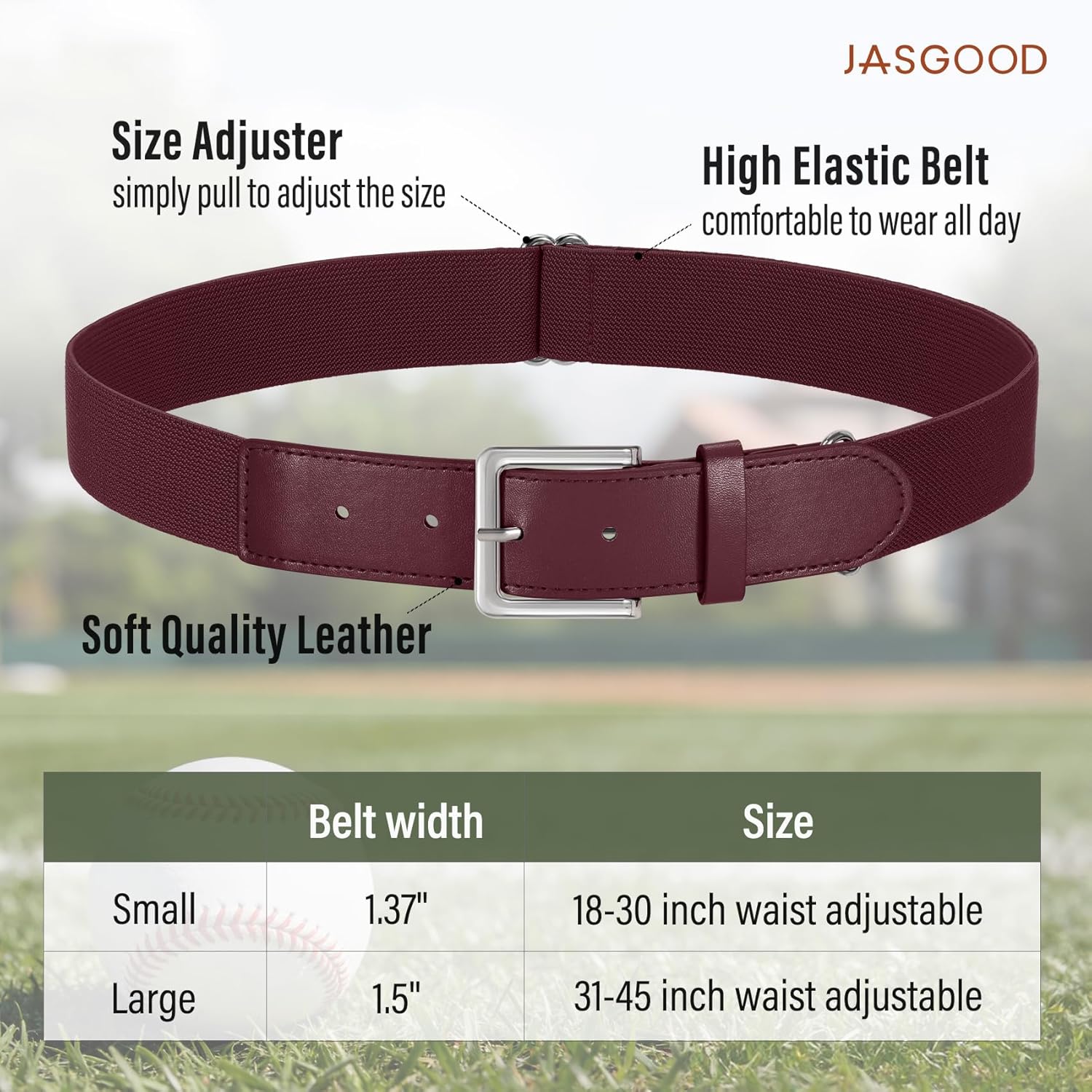 JASGOOD Baseball Socks & Belt Combo for Youth Adult Breathable Softball Socks and Elastic Waist Belt for Boys and Girls