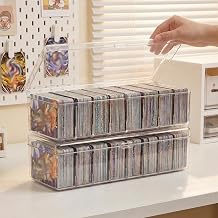 2PCS Index Card Box - Plastic Dividers Card Storage Box, Clear Playing Card Case, Trading Card Storage Box with Lid for Business Trading Sports Cards