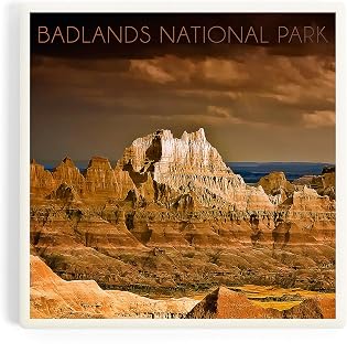 Lantern Press Badlands National Park, South Dakota, Stormy Sky (Absorbent Ceramic Coaster, Single, Cork Back, Kitchen Table Decor)