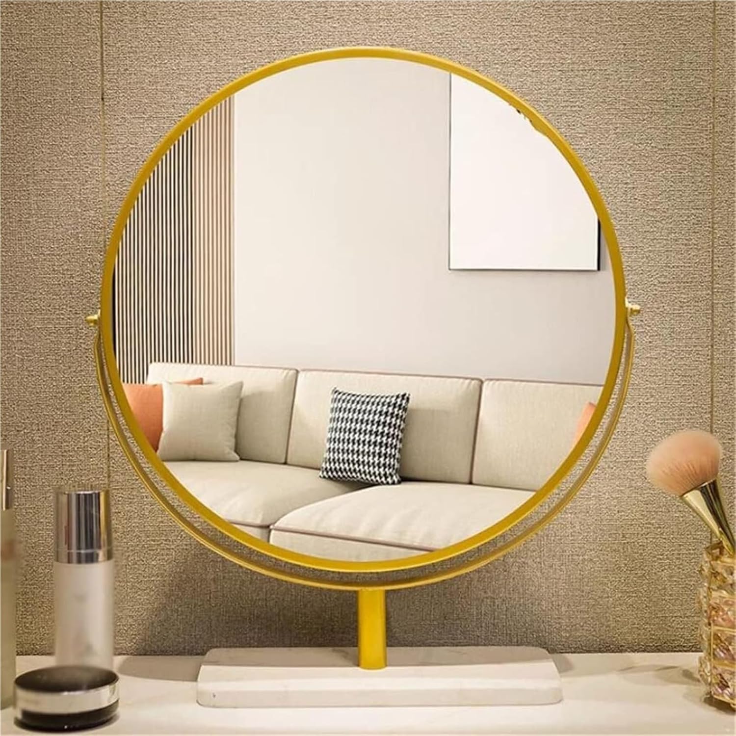 Makeup Mirrors Desktop High Definition Bedroom Dressing Table Household Large Rotatable(19.7" L x 19.7" W)