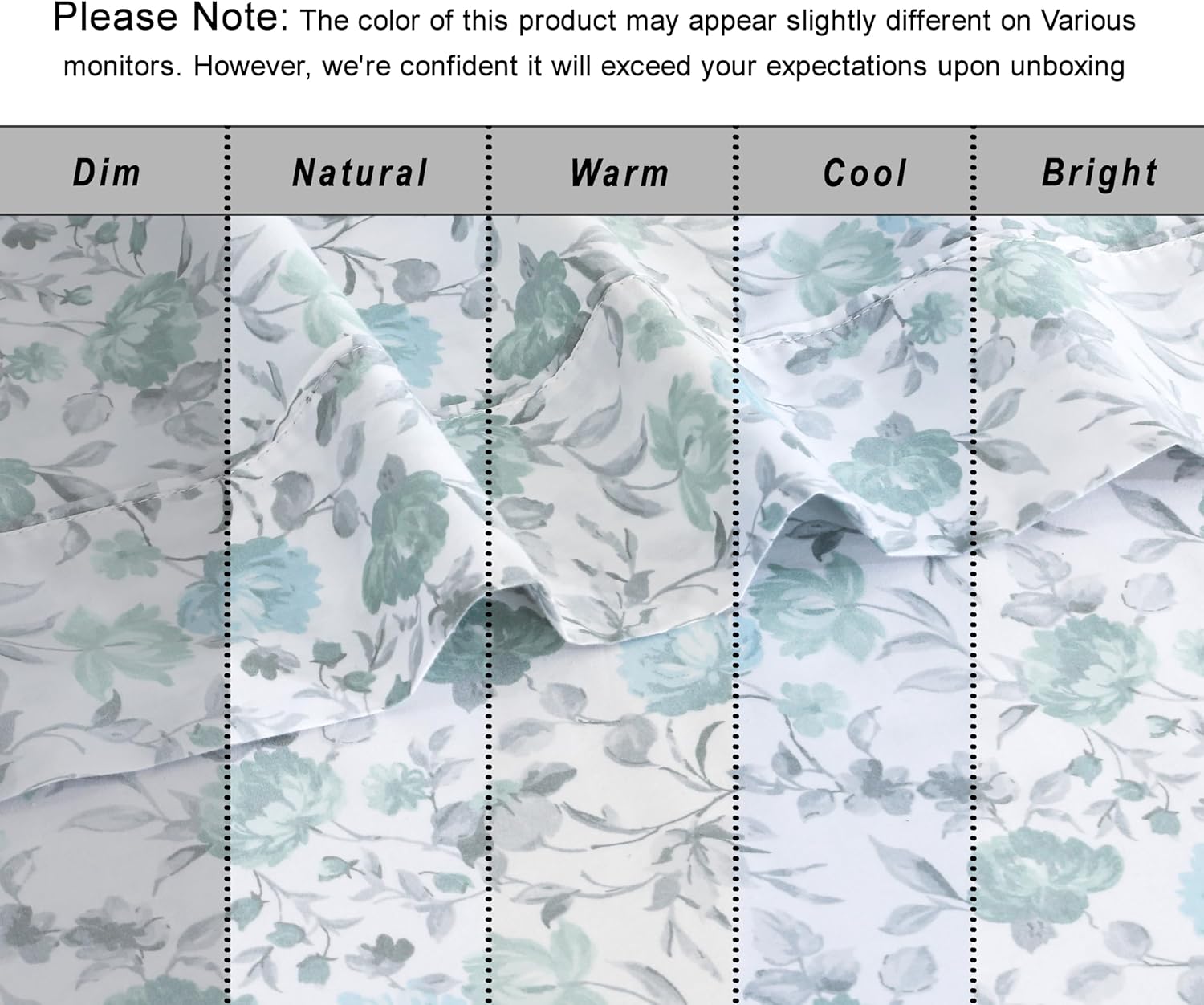 RUVANTI 100% Organic Cotton Sheets Queen Size, Percale Weave, GOTS Certified, 4-Piece Set, Deep Pocket 15", Crisp & Breathable, Soft Durable Bedding, Sábanas Algodón Orgánico – Cold Chrysanthemum - Image 5