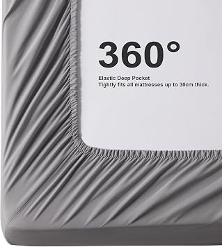 Sonive Double Fitted Sheet, Soft Brushed Polyester, 30cm Deep Pocket | OEKO-TEX, Soft Breathable Bed Sheets , 135 x 190 + 30cm Light Grey