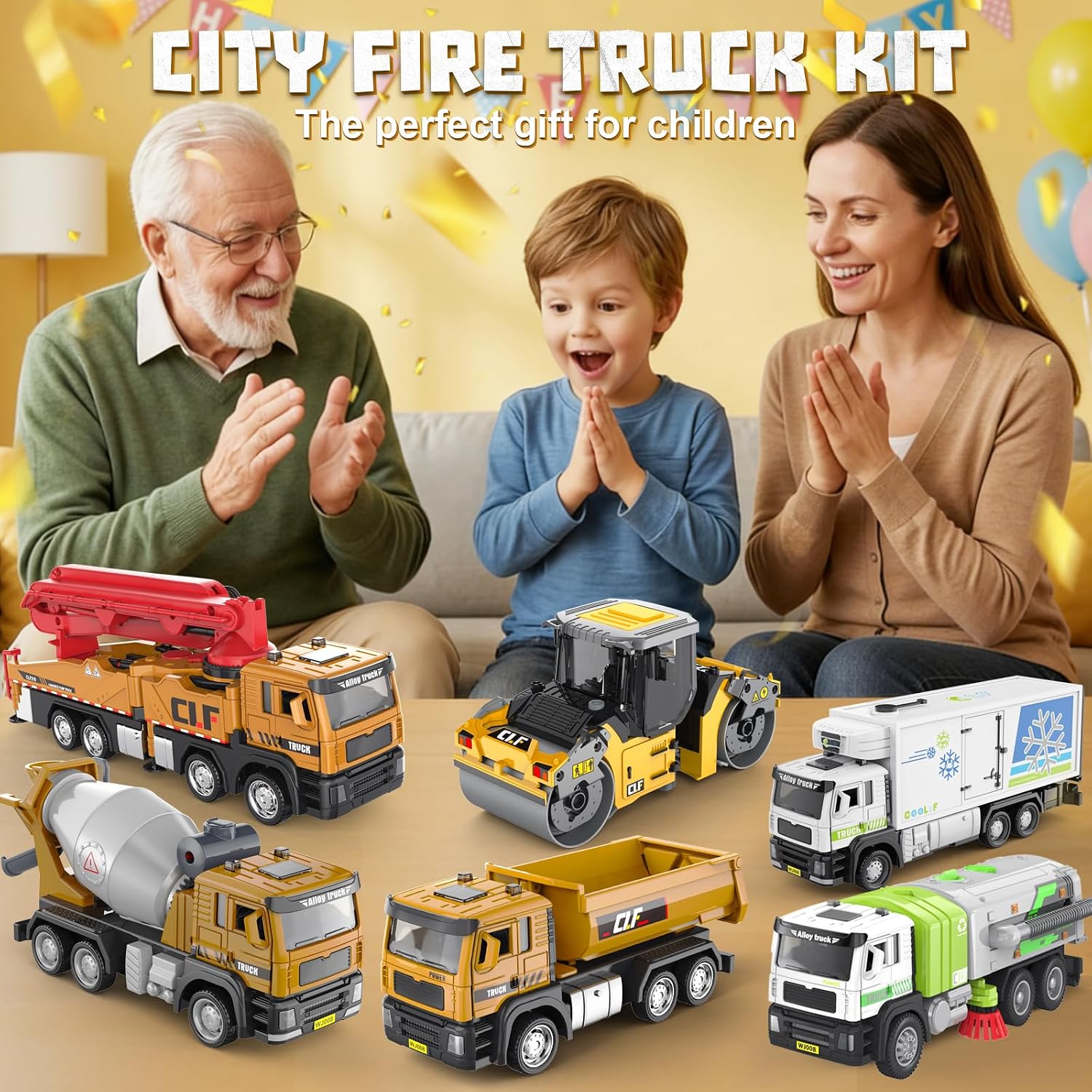 2 Pack-Cast Construction Toy Set, 1:50 Cement Mixer Truck Road Roller, Realistic Functional Engineering Vehicles for Kids 3-9