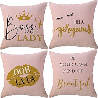 ULOVE LOVE YOURSELF 4Pack Boss Lady Decorative Throw Pillow Covers with ...