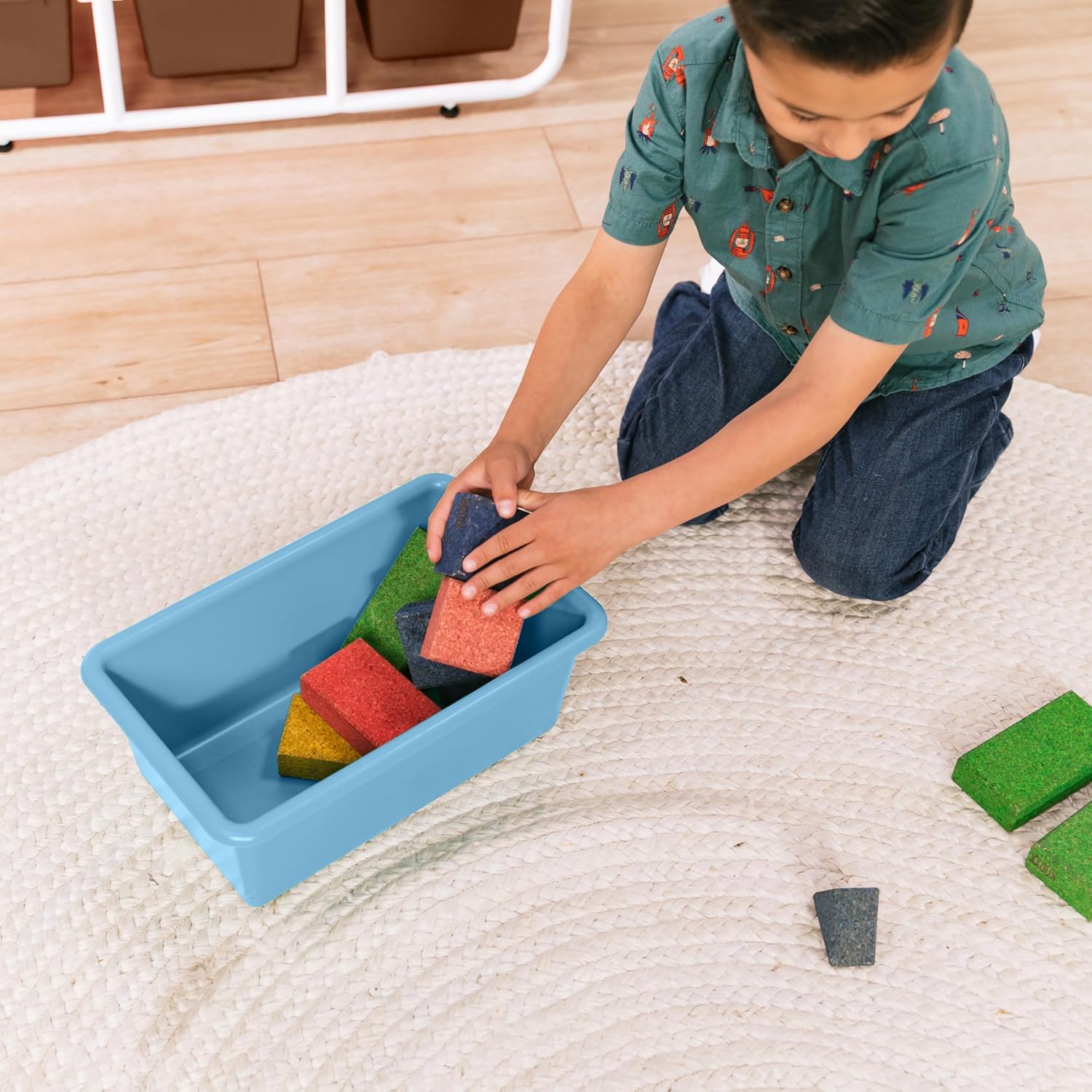 ECR4Kids 4-Tier Storage Rack with 12 Cubby Bins 4x3, Multipurpose Organization, Earthtone