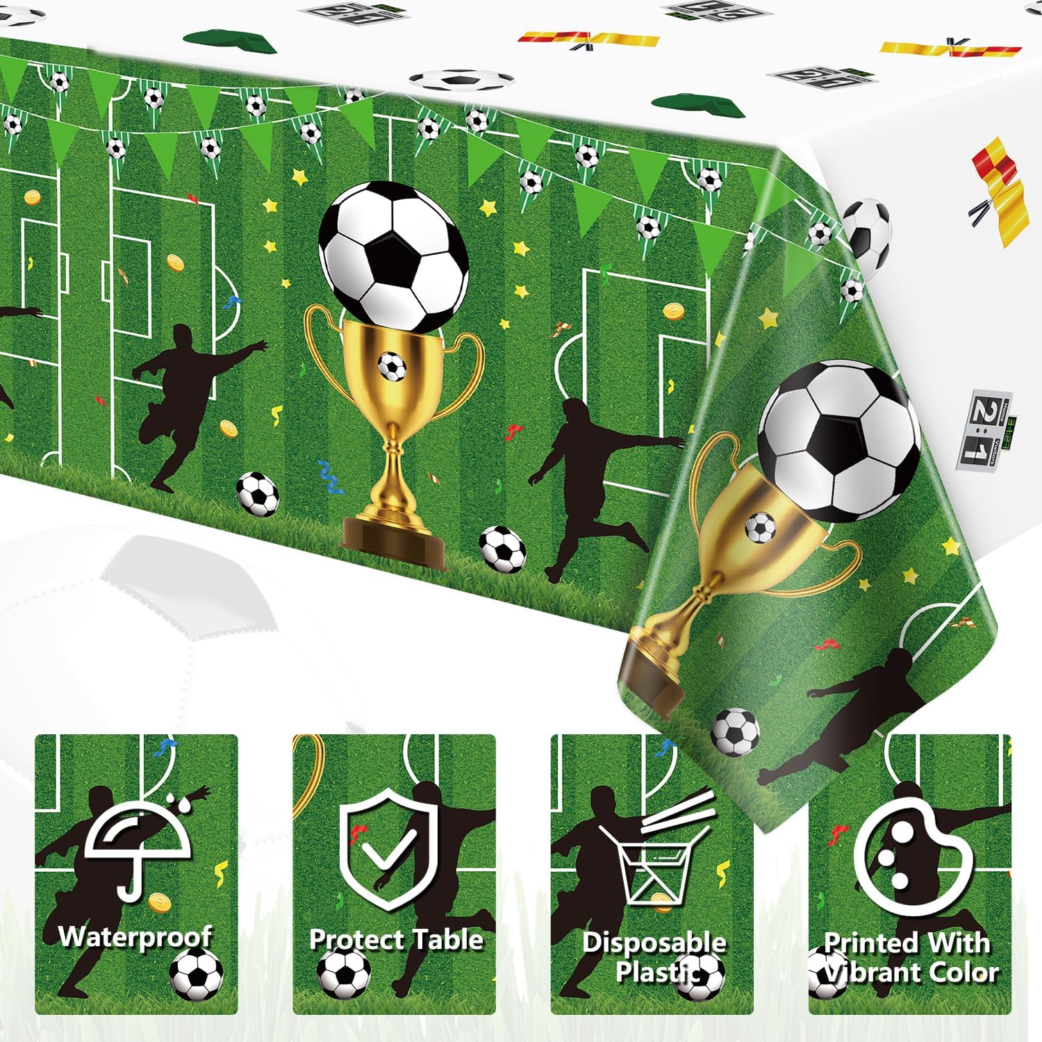 123 Pack Soccer Party Decorations Football Birthday Supplies Set Soccer Theme Supplies Sport Themed Birthday Supply Include Plates Napkins Banner Party Tablecloth Serves 40 - Image 7