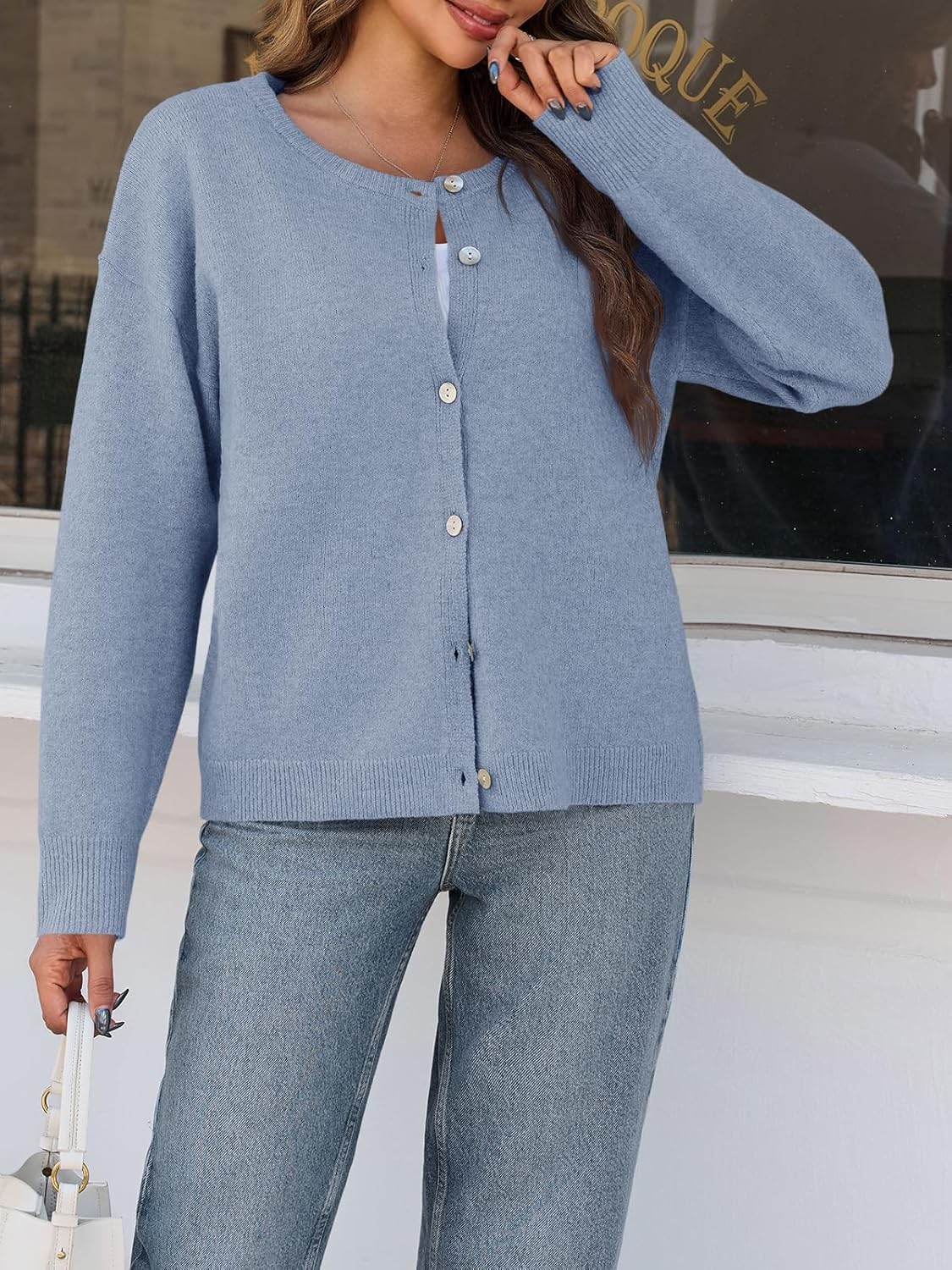 Saodimallsu Womens Cardigan Sweaters Button Down Long Sleeve Knit Outerwear 2025 Trendy Fashion Open Front Outfits - Image 3