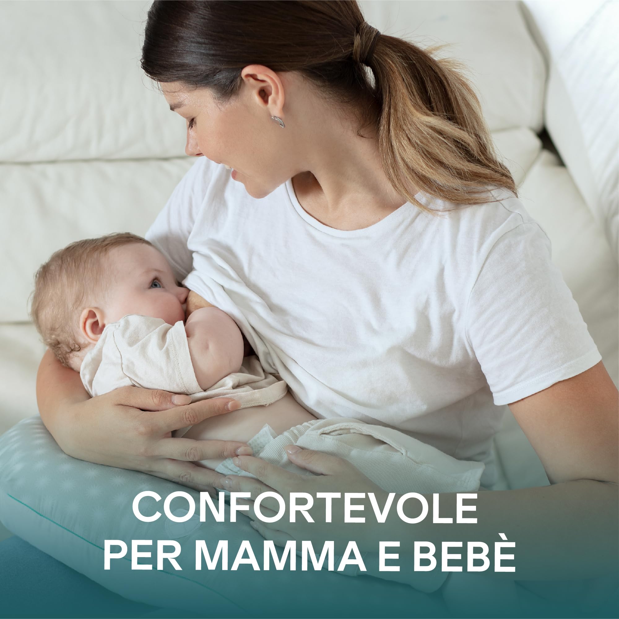 Koala Babycare Cuscino Allattamento Neonato Comodo e Adatto a Tutte le Taglie – Ciambella Allattamento Neonato 0-12 Mesi con 5 Usi Diversi (Grigio-Bianco Stelle)