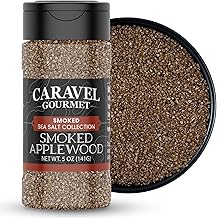 Smoked Applewood Salt for Finishing and Grilling – Natural and Aromatic Applewood Smoked Salt Seasoning Meats and Veggies – 5 oz Shaker by Caravel Gourmet