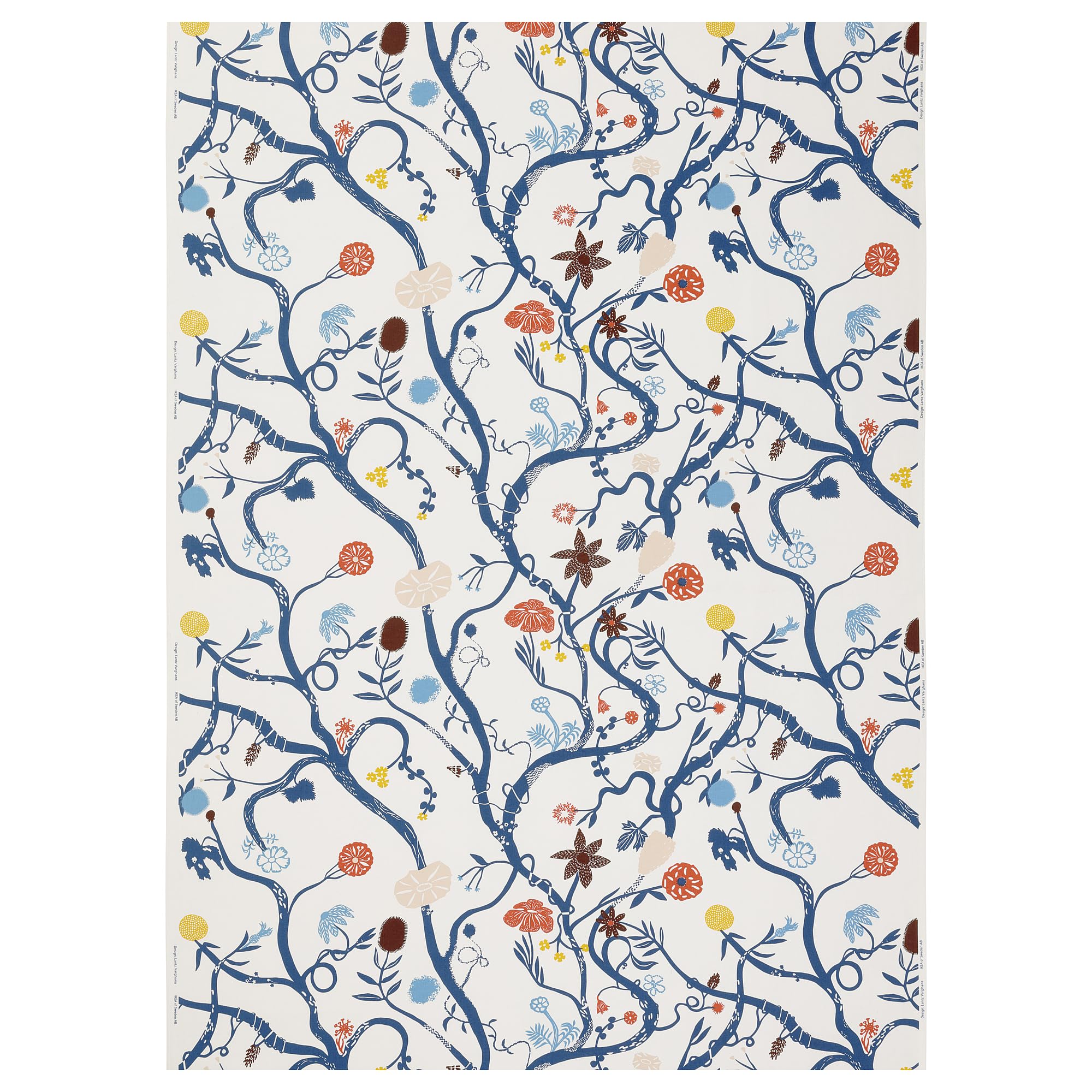 Tissu prédécoupé REVFINGERÖRT détails botaniques blanc multicolore 150x300 cm