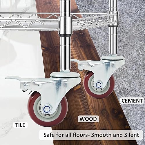 Miniatura 4 de Finnhomy Ruedas giratorias de 3 pulgadas, juego de 4 ruedas de vástago roscado resistentes de 12"-13" x 1" con freno de poliuretano ruedas de