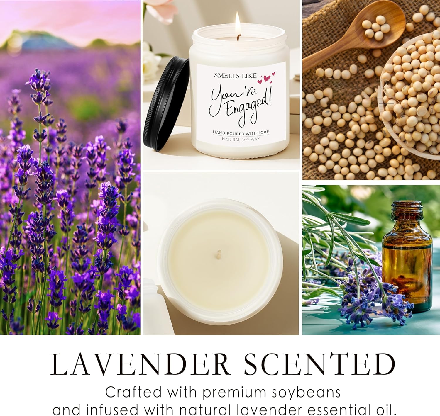 Engagement Gifts for Couples, Engagement Candle, Gift for Newly Engaged Couples, Lavender Scented Candles, Engaged Gifts for Her, Women, Bride to be, Fiance - Image 3
