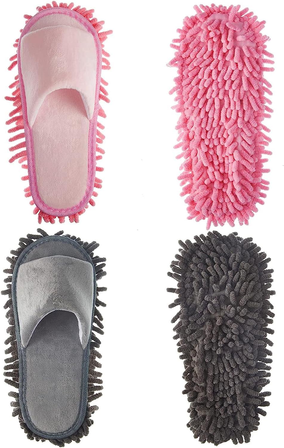 2 Pairs Microfiber Cleaning Mop Slippers for Floor Cleaning House Mop Shoes Men and Women Washable Unisex Dusting Slippers Dirt Cleaning Tool Supplies
