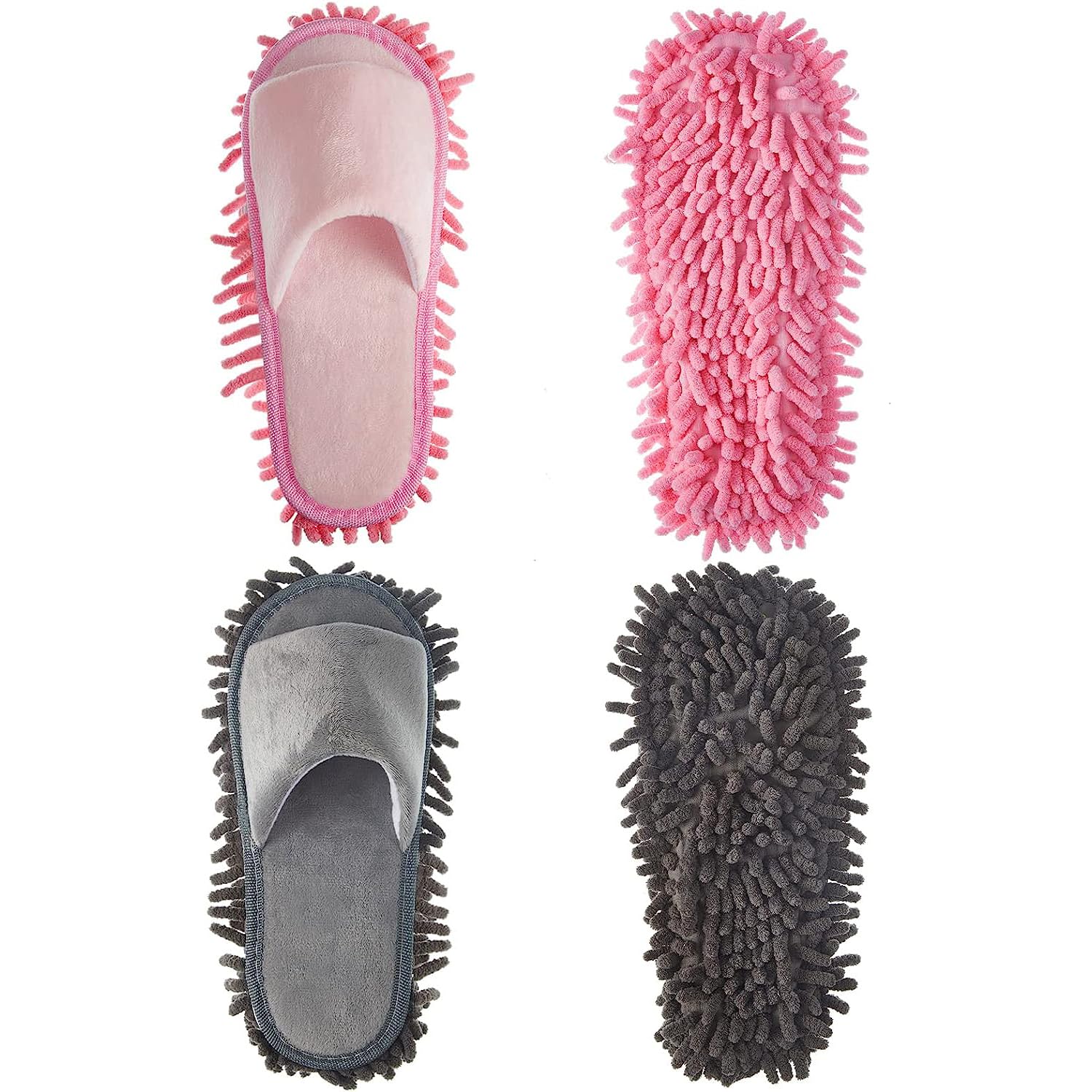 2 Pairs Microfiber Cleaning Mop Slippers for Floor Cleaning House Mop Shoes Men and Women Washable Unisex Dusting Slippers Dirt Cleaning Tool Supplies