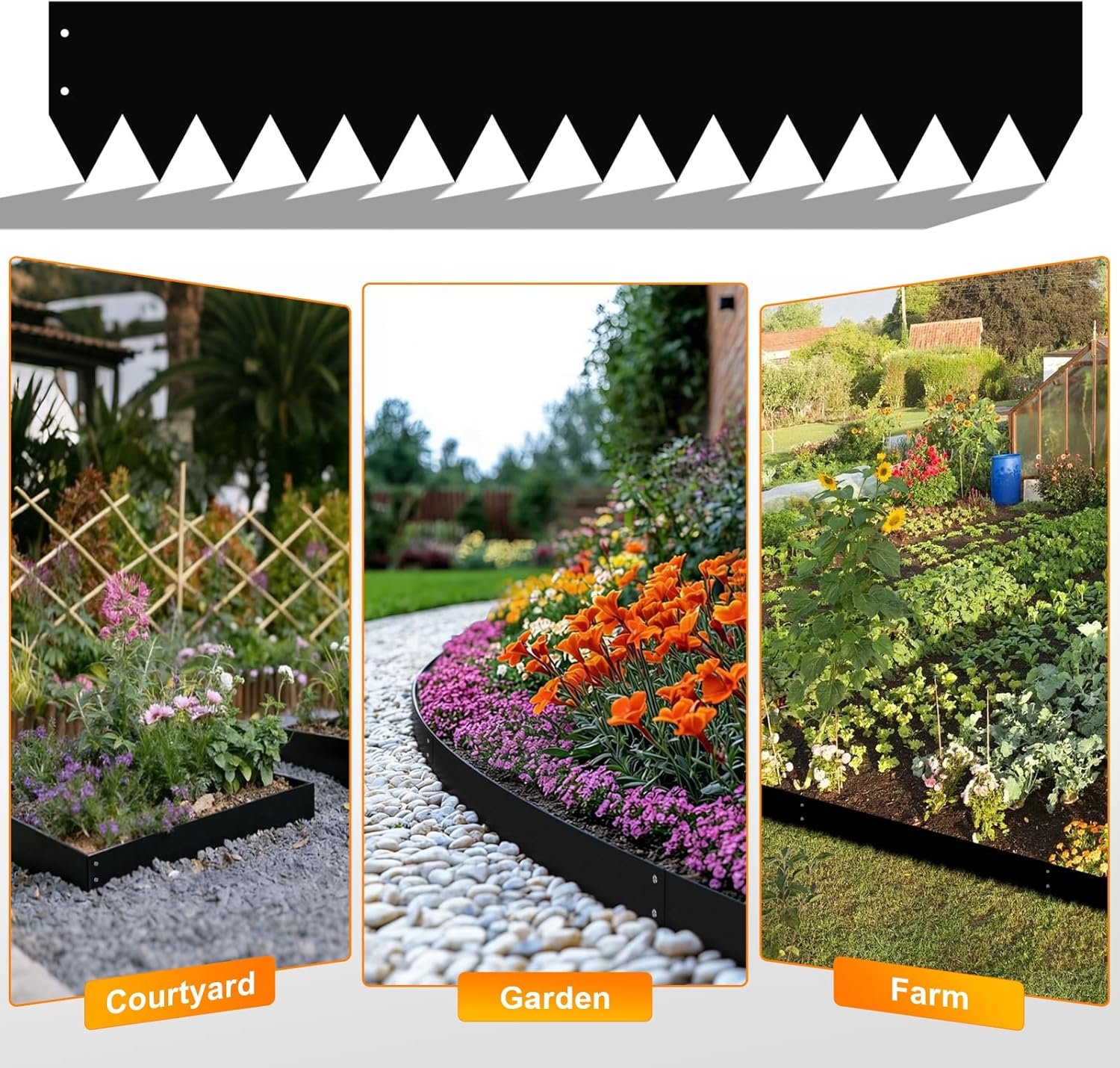 Metal Landscape Edging (6 Pack) - 40" L x 6" H, Galvanized Steel Garden Edging Border with Screws, Hammer in Landscape Edging for Yard & Pathway