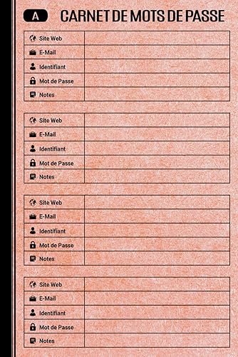 Carnet de Mots de Passe: Répertoire Alphabétique pour vos codes secret et adresses e-mail Internet sécurisé | Cahier de identifiants Oublié Petit Format Français A5