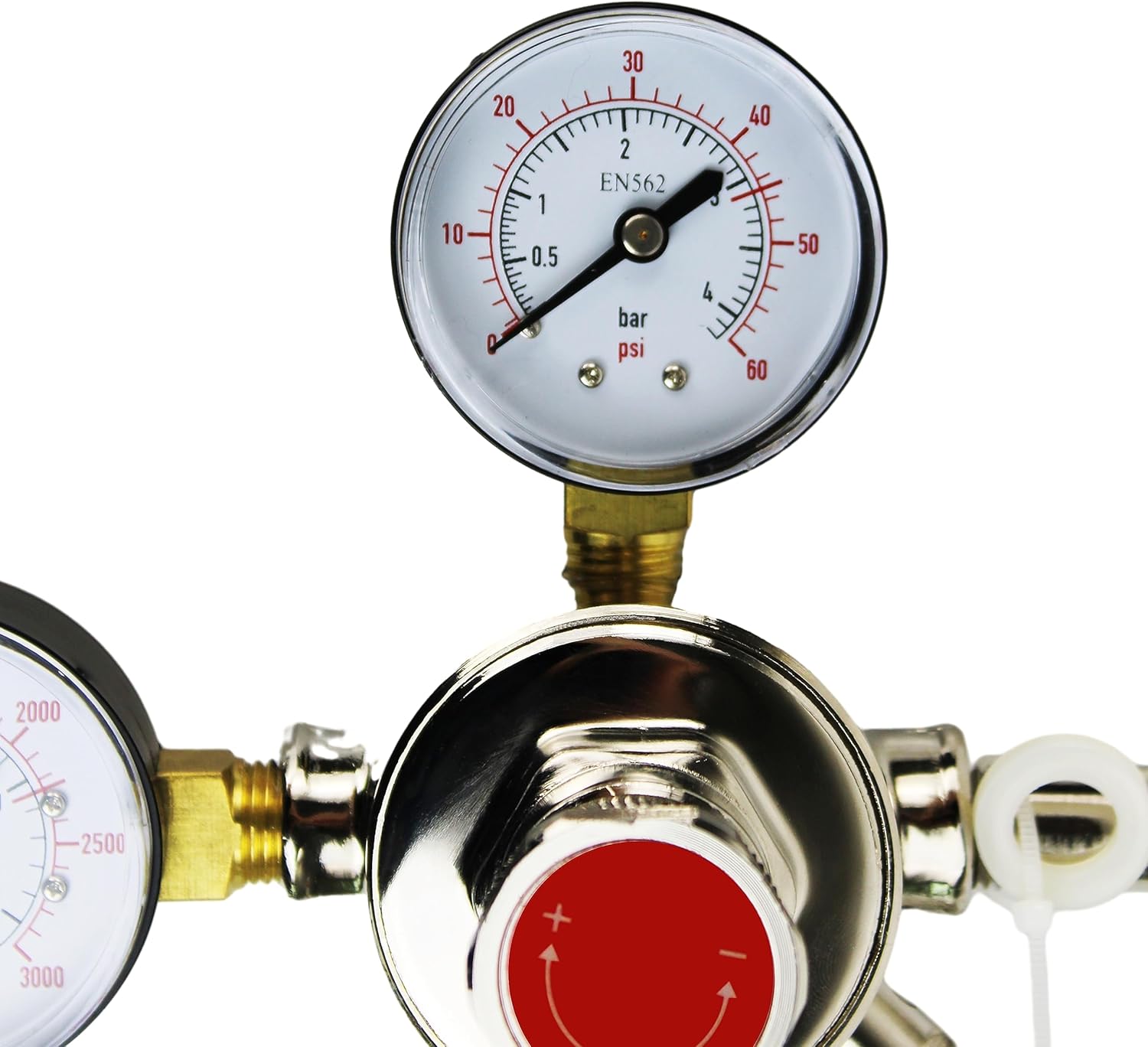 HFS(R) Heavy-Duty Double Gauge CO2 Regulator - Chrome Plated, Tool-less Flow Adjustment, 0-60PSI Adjustable Pressure, Auto-Safety, Draft Beer Homebrew System for CGA-320 Valve Tanks