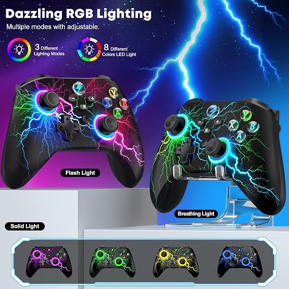 Controller PC PC Controller Wireless mit RGB Licht Gaming Controller PC mit 2 Programmierbare Rücktasten 1000mAh Akku Bluetooth Controller Kompatibel mit Windows PC/Switch/Switch2/Android/IOS