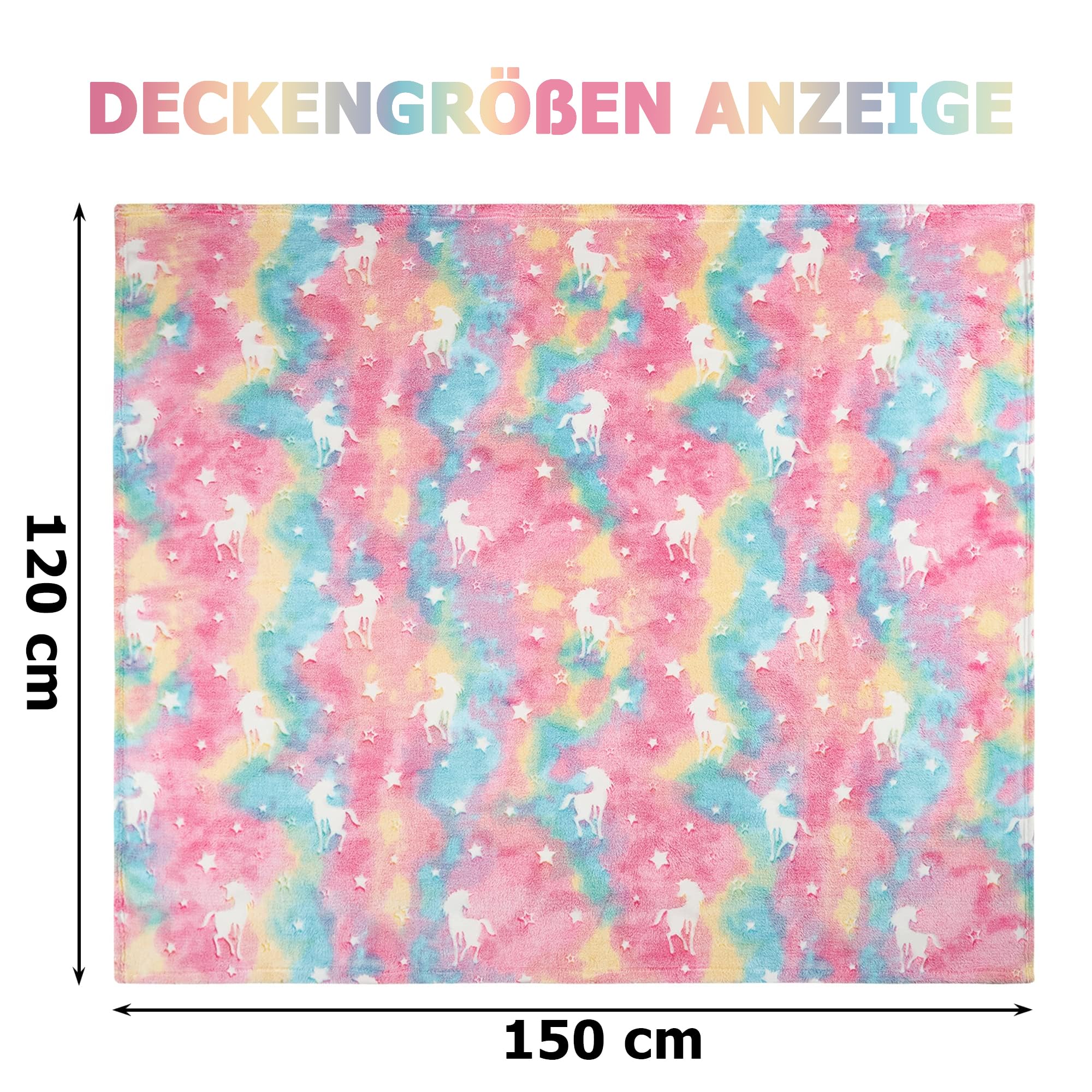 Koc dziecięcy z jednorożcem - 120 x 150 cm w kratę jednorożec, miękkie i wygodne koce na sofę, do salonu, sypialni - dzieci w wieku 1-10 lat (kolorowy, 120 x 150 cm)