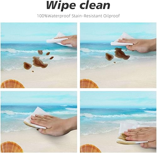 Miniatura 5 de Mantel redondo con diseño de estrella de mar ajustable elástico impermeable lavable para decoración de mesa para fiesta comedor picnic talla M