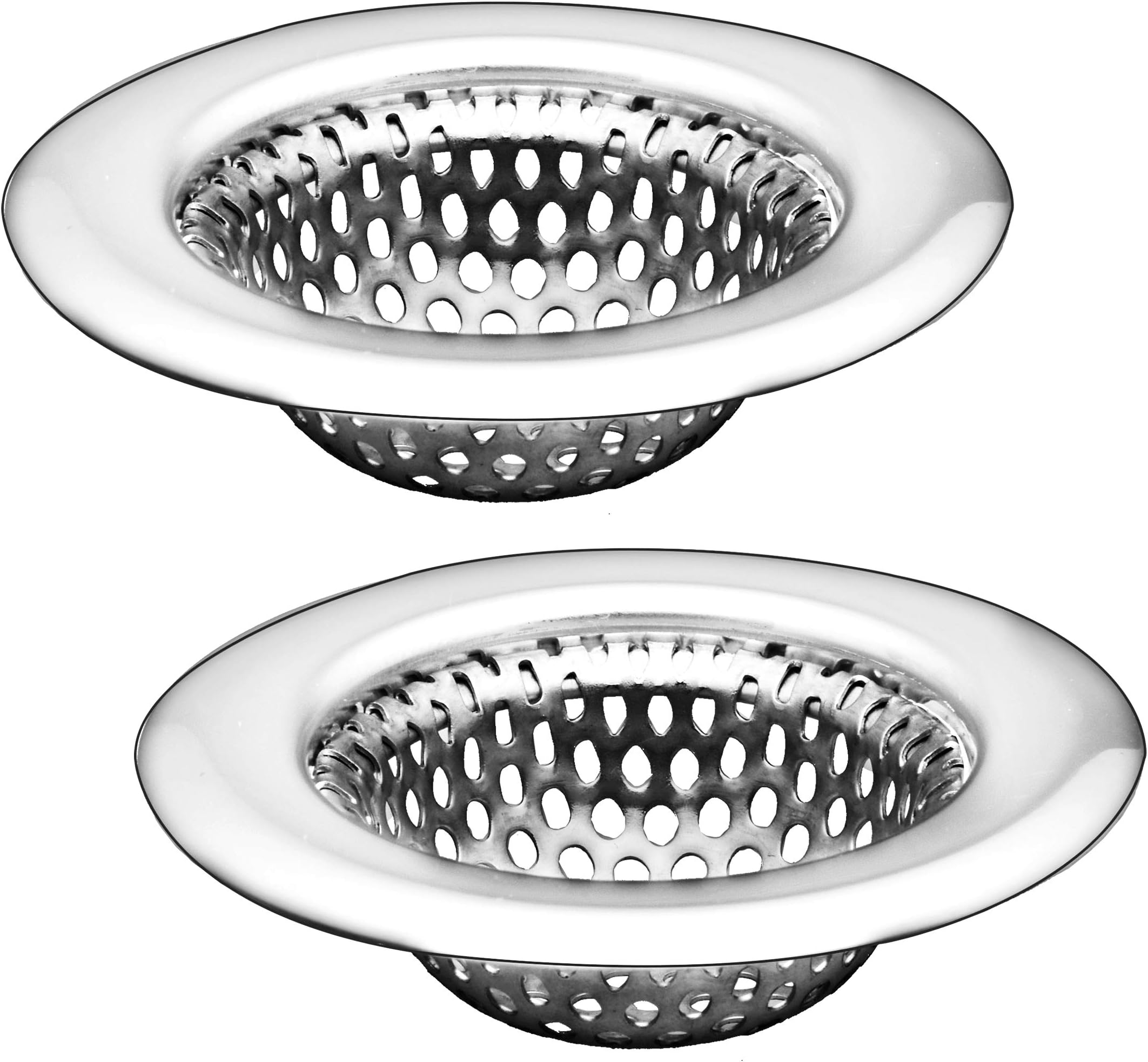 2 Pack - 2.25" Top / 1.25" Basket, Rust Proof Stainless Steel Bathroom Sink, Lavatory, Slop and Utility Sink Hair Catcher Drain Strainer Hair