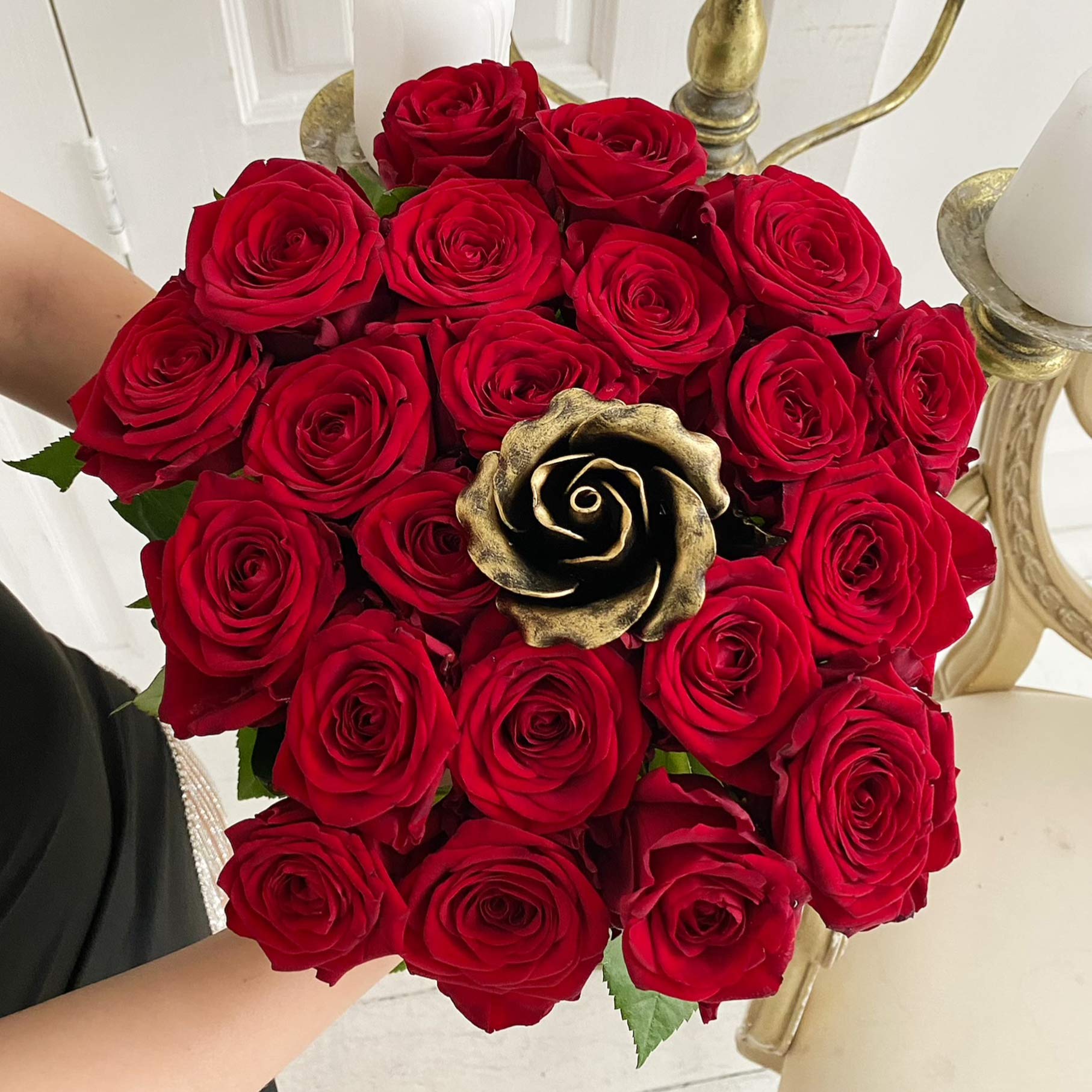 Fatto a Mano Rosa Eterna Ferro Battuto (colore Oro)- Dono Speciale Che Non Appassirà Mai